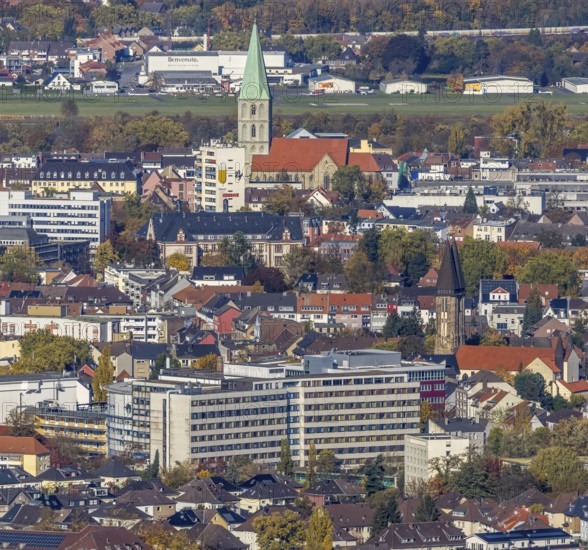 Aerial view, city centre with former Isenbeck brewery site and St. Paul's Church as well as Hamm