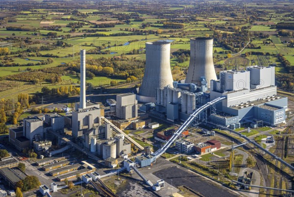 Aerial view, RWE power station Westfalen in the district Uentrop in Hamm, Ruhr area, North