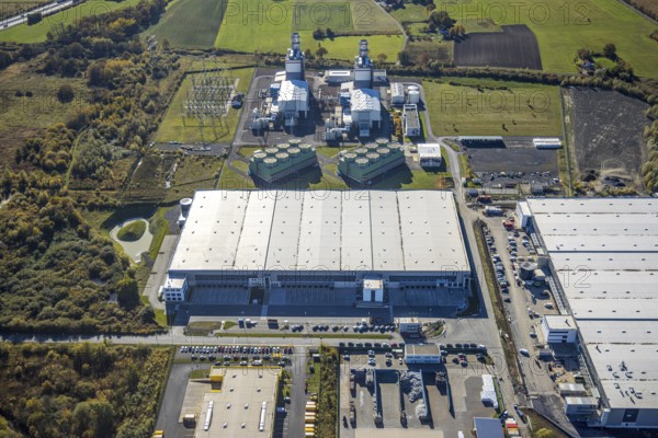 Aerial view, construction site Distribution Park Trianelstraße in the district Uentrop in Hamm,