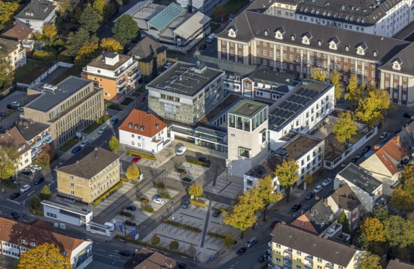 Aerial view, Volksbank Hamm in the district of Mitte in Hamm, Ruhr area, North Rhine-Westphalia,