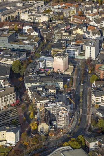 Aerial view, City Neue Bahnhofstraße with new building and Westentorbunker in the district Mitte in