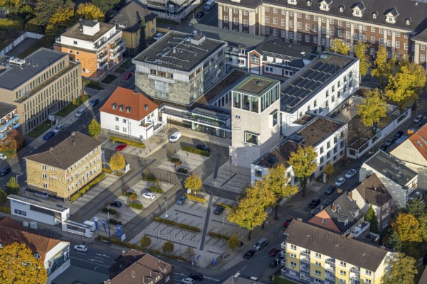 Aerial view, Volksbank Hamm in the district of Mitte in Hamm, Ruhr area, North Rhine-Westphalia,