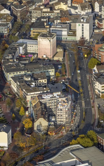 Aerial view, City Neue Bahnhofstraße with new building and Westentorbunker in the district Mitte in