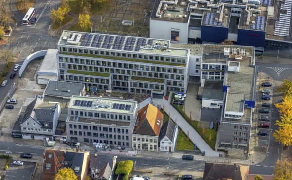 Aerial view, Westfälischer Anzeiger Pressehaus Gutenbergstraße in the Mitte district of Hamm, Ruhr