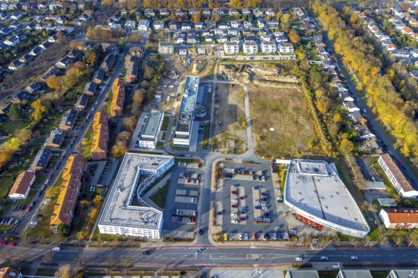Aerial view, construction site SCI:Q Science Quarter in the district Mitte in Hamm, Ruhr area,