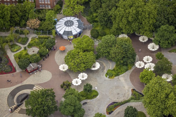 Aerial photo, Maximilianpark leisure park, entrance area, Uentrop, Hamm, Ruhr area, North