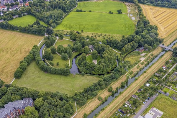 Aerial view, Burghügel Mark, Uentrop, Hamm, Ruhr area, North Rhine-Westphalia, Germany,