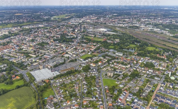 Aerial view, city centre view with Kaufland in Wilhelmstraße Hamm-Mitte in Hamm, Ruhr area, North