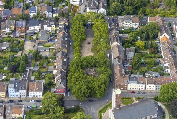 Aerial view, catholic Josefskirche and Viktoriaplatz in Mitte, Hamm, Ruhr area, North