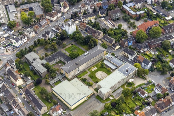 Aerial view, construction site and renovation Friedrich-List-Berufskolleg Hamm and