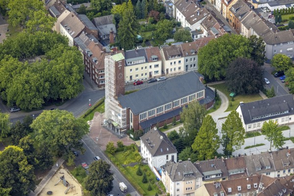 Aerial view, catholic Josefskirche and Viktoriaplatz in Mitte, Hamm, Ruhr area, North