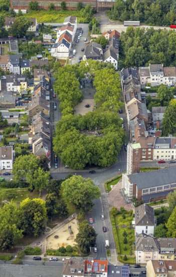 Aerial view, catholic Josefskirche and Viktoriaplatz in Mitte, Hamm, Ruhr area, North