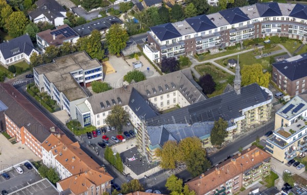 Aerial view construction area new water sports centre on Adenauerallee at Hammonense grammar school