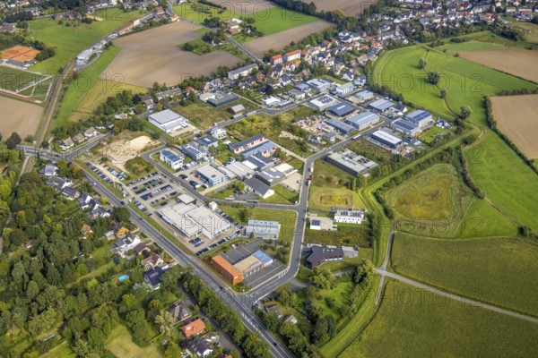 Aerial view, commercial quarter Hohefeld Herbert-Rust-Weg in the district Uentrop in Hamm, Ruhr