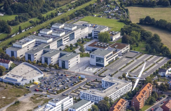 Aerial view, Hamm-Lippstadt University of Applied Sciences and the construction site at SCI:Q