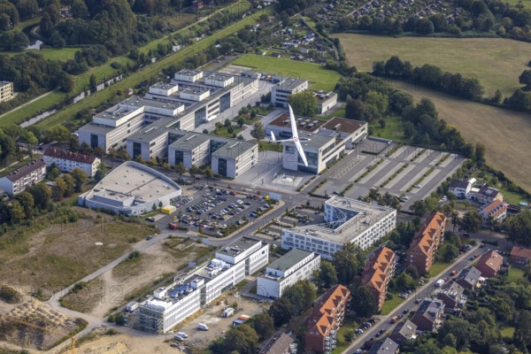 Aerial view, Hamm-Lippstadt University of Applied Sciences and the construction site at SCI:Q