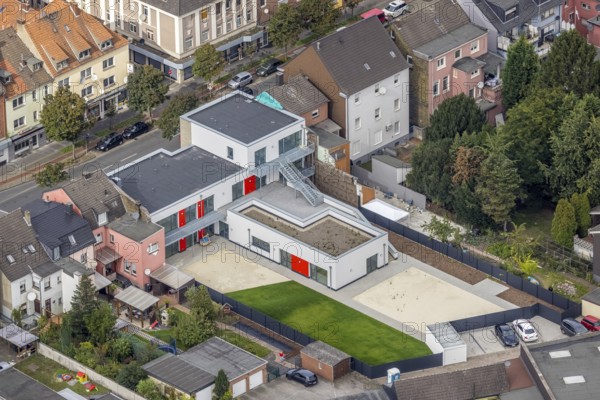 Aerial view, new kindergarten Wilhelmstraße in the district Mitte in Hamm, Ruhr area, North