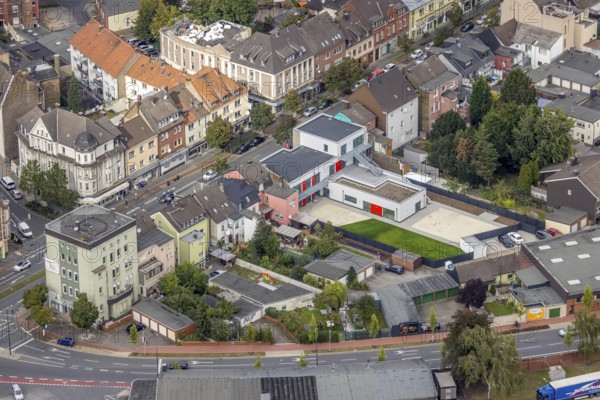 Aerial view, new kindergarten Wilhelmstraße in the district Mitte in Hamm, Ruhr area, North