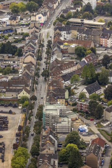 Aerial view, construction site with new building on Wilhelmstraße in the Mitte district of Hamm,