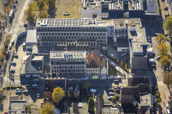 Aerial view, Westfälischer Anzeiger Pressehaus Gutenbergstraße in the Mitte district of Hamm, Ruhr
