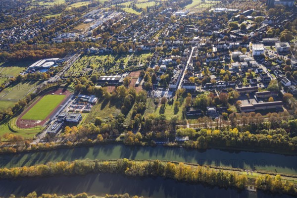 Aerial view, Jahnstadion and Ambulante Reha Bad Hamm as well as Tus Kita Wirbelwind in the district