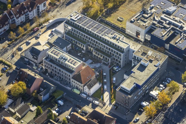 Aerial view, Westfälischer Anzeiger Pressehaus Gutenbergstraße in the Mitte district of Hamm, Ruhr