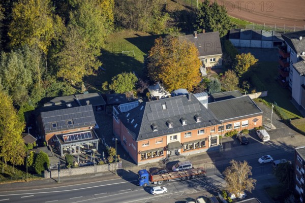 Aerial view, Restaurant Gasthof Hagedorn in the district Bockum-Hövel in Hamm, Ruhr area, North