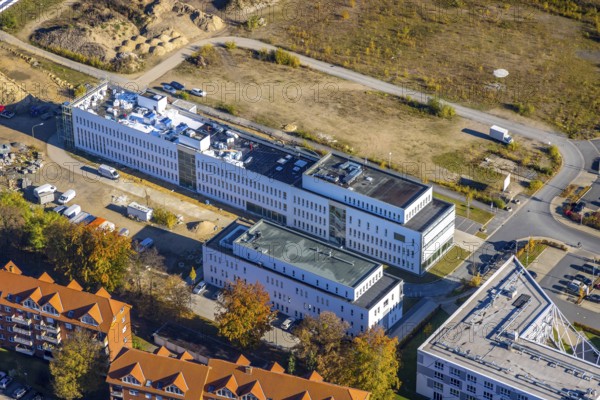 Aerial view, construction site SCI:Q Science Quarter in the district Mitte in Hamm, Ruhr area,