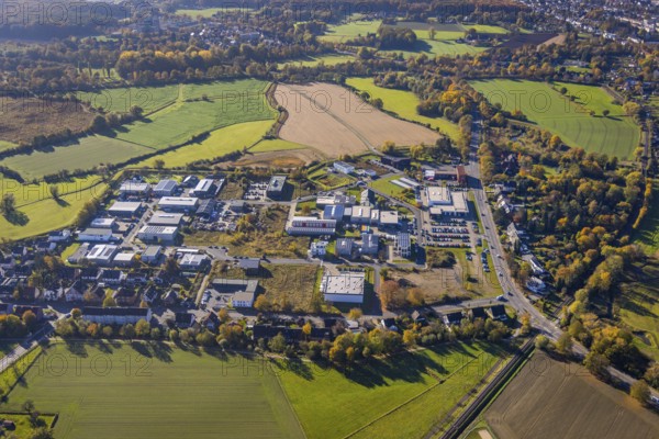 Aerial view, commercial area Hohefeld with Herbert-Rust-Weg in the district Uentrop in Hamm, Ruhr