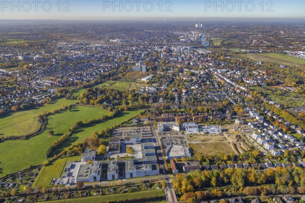 Aerial view, city view Hamm with Hamm-Lippstadt University of Applied Sciences and construction