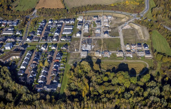 Aerial view, construction area Heimshof Ost at Sachsenring in the district Heessen in Hamm, Ruhr