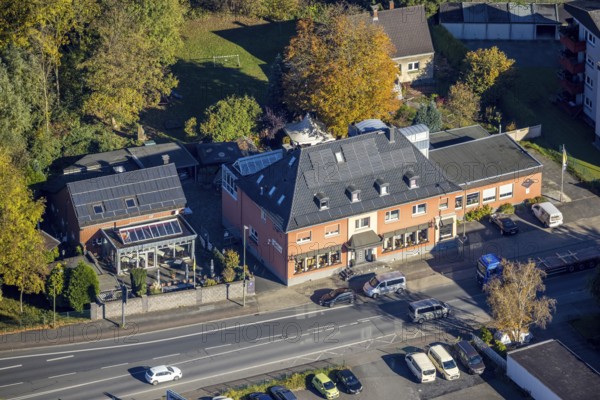 Aerial view, Restaurant Gasthof Hagedorn in the district Bockum-Hövel in Hamm, Ruhr area, North