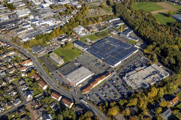 Aerial view, commercial area Römerstraße with Gewerbehof Hövel and Kaufland Hamm-Bockum-Hövel in