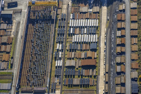 Aerial view, Mannesmann Precision Tubes / Mannesmann Line Pipe Lager am Datteln-Hamm-Kanal im