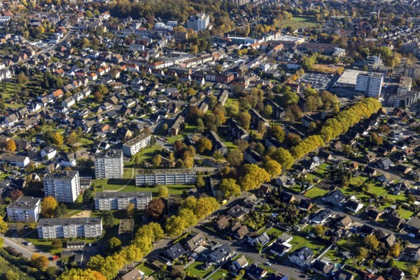Aerial view, high-rise residential estate between Rautenstrauchstraße and Marinestraße in the