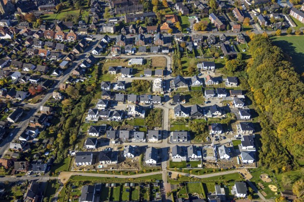 Aerial view, new construction, residential park Schulze-Everding Everdings Hof in the district