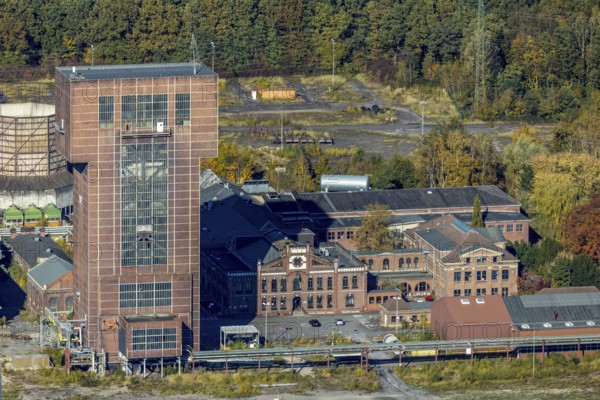Aerial view, CreativRevier Hamm at the former Ost Zeche Heinrich Robert colliery with hammerhead