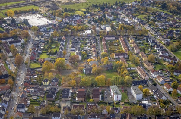 Aerial view, residential area at Ahlener Straße and Maybachstraße at the airfield in the district