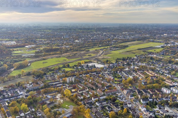 Aerial view, New course of the flood dyke between Münsterstraße and Fährstraße on the river Lippe