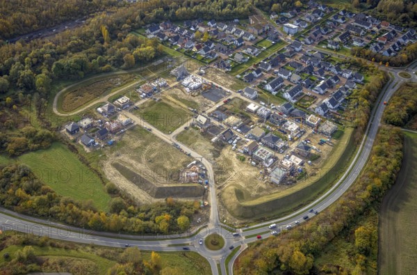 Aerial view, construction area Heimshof Ost at Sachsenring in the district Heessen in Hamm, Ruhr