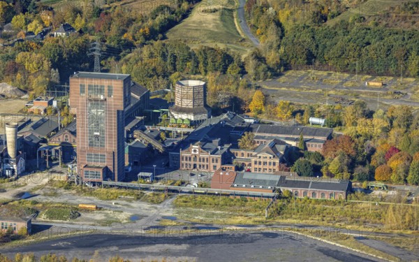 Aerial view, CreativRevier Hamm at the former Ost Zeche Heinrich Robert colliery with hammerhead