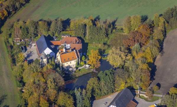 Aerial view, Haus Reck in Lerche in the Overberge district of Bergkamen, Ruhr area, North