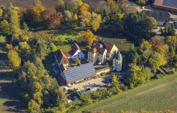Aerial view, Haus Reck in Lerche in the Overberge district of Bergkamen, Ruhr area, North
