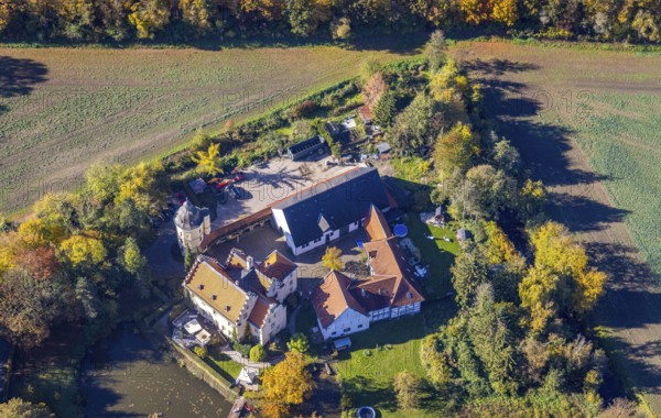 Aerial view, Haus Reck in Lerche in the Overberge district of Bergkamen, Ruhr area, North