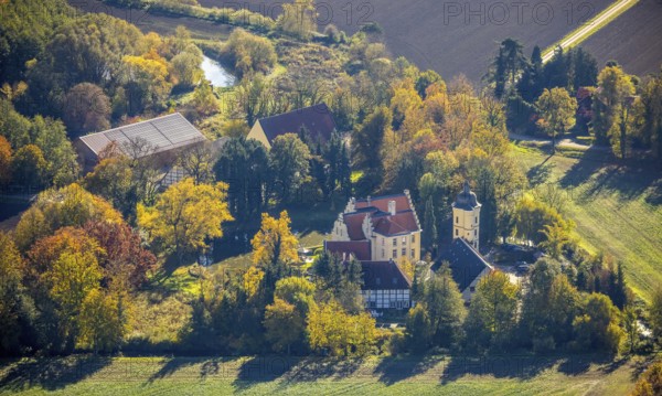 Aerial view, Haus Reck in Lerche in the Overberge district of Bergkamen, Ruhr area, North