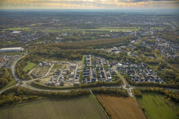 Aerial view, construction area Heimshof Ost at Sachsenring in the district Heessen in Hamm, Ruhr