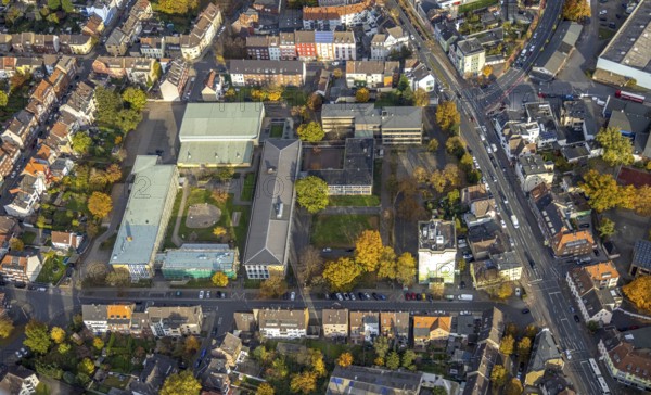 Aerial view, Eduard-Spranger-Berufskolleg and Friedrich-List-Berufskolleg and Vorheider Weg bunker
