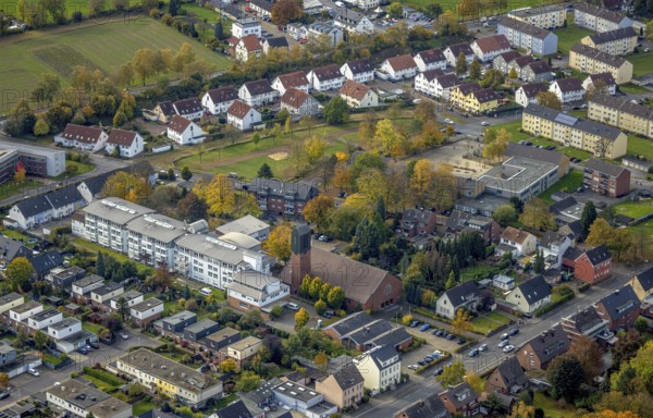 Aerial view, St. Boniface Catholic Church, St. Boniface Senior Citizens' Centre and St. Boniface