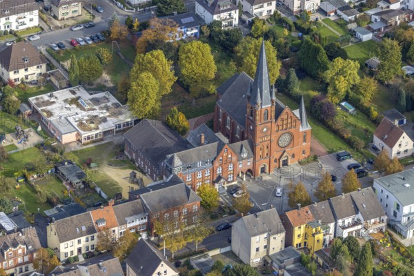 Aerial view, Evangelical Church of Christ and Kindergarten Christuskirche in the district Mitte in