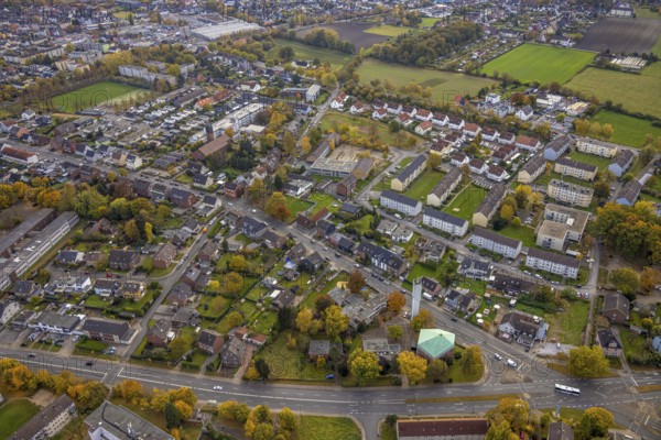 Aerial view, St. Boniface Catholic Church, St. Boniface Senior Citizens' Centre and St. Boniface